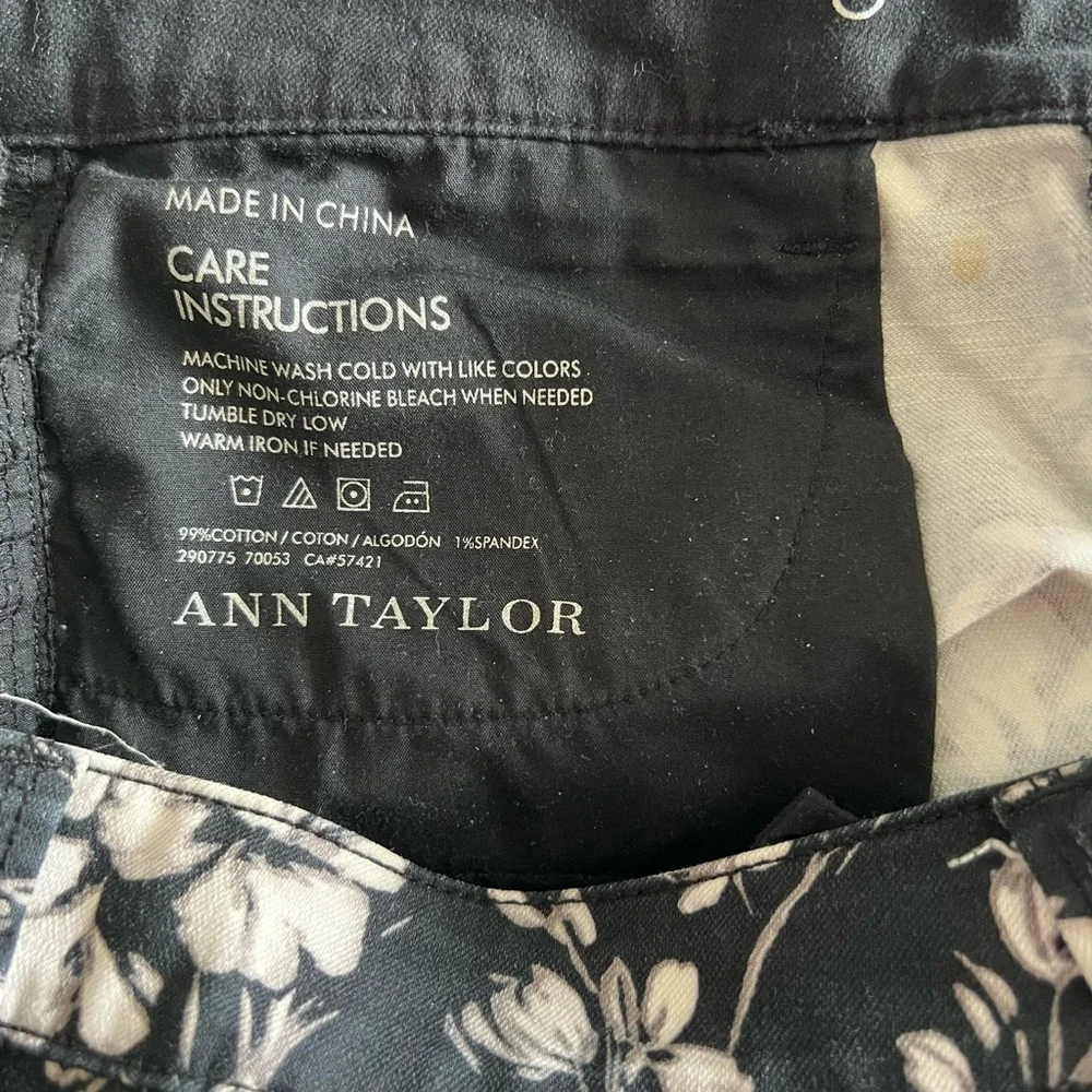 Ann Taylor Black and White Floral Jeans
